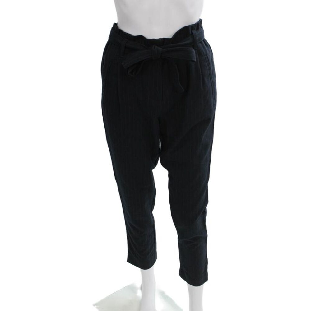 Designers Society Womens Paperbag Tie Waist Striped Blue Pants Size XS